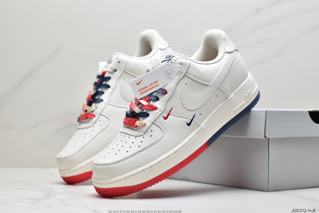 180 Nike Air Force 1’07 QS”Summit White/Orange/Blue Swooshes” CT1989-103