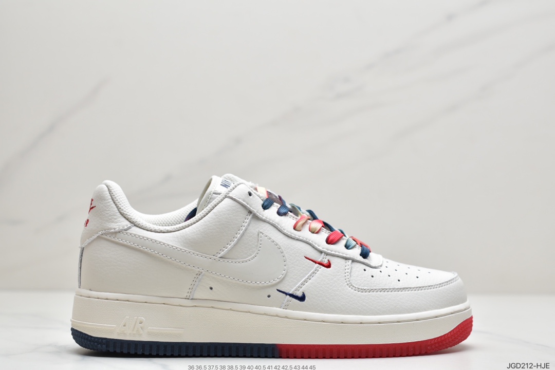 180 Nike Air Force 1’07 QS”Summit White/Orange/Blue Swooshes” CT1989-103