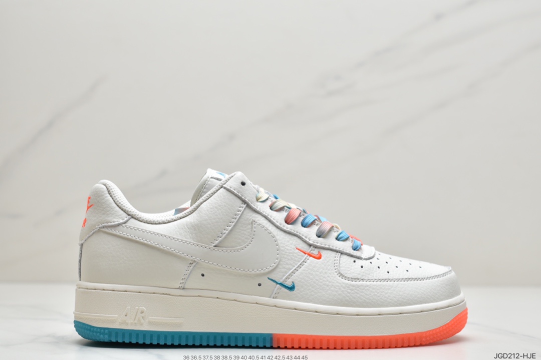 180 Nike Air Force 1’07 QS”Summit White/Orange/Blue Swooshes” CT1989-103