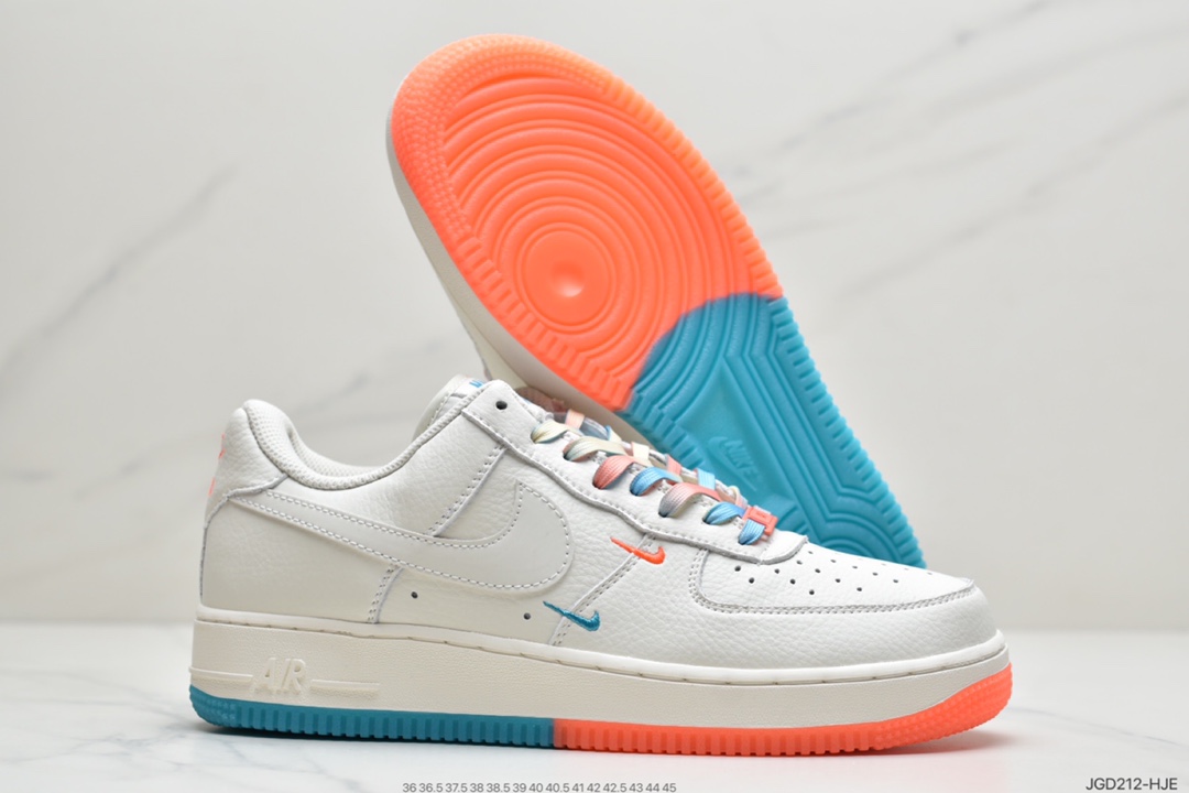 180 Nike Air Force 1’07 QS”Summit White/Orange/Blue Swooshes” CT1989-103