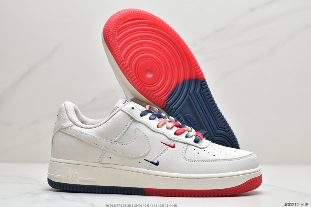 180 Nike Air Force 1’07 QS”Summit White/Orange/Blue Swooshes” CT1989-103