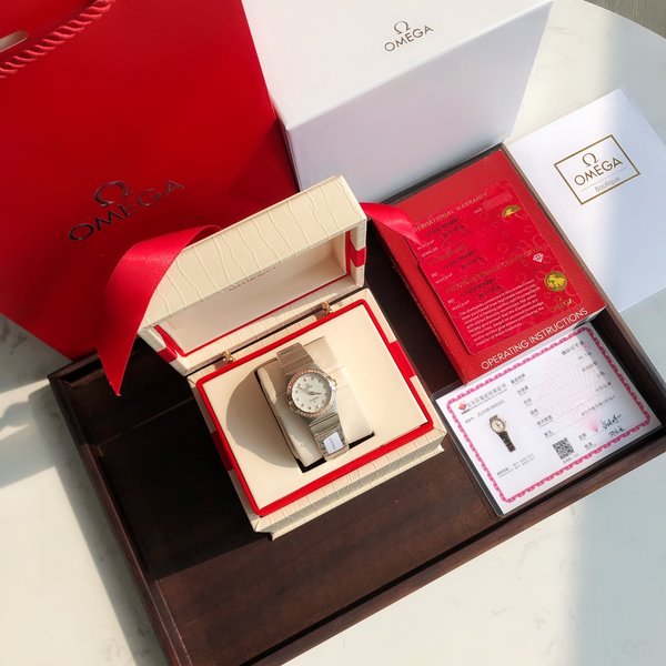 OMEGA Omega Constellation Watch Red Set With Diamonds Women