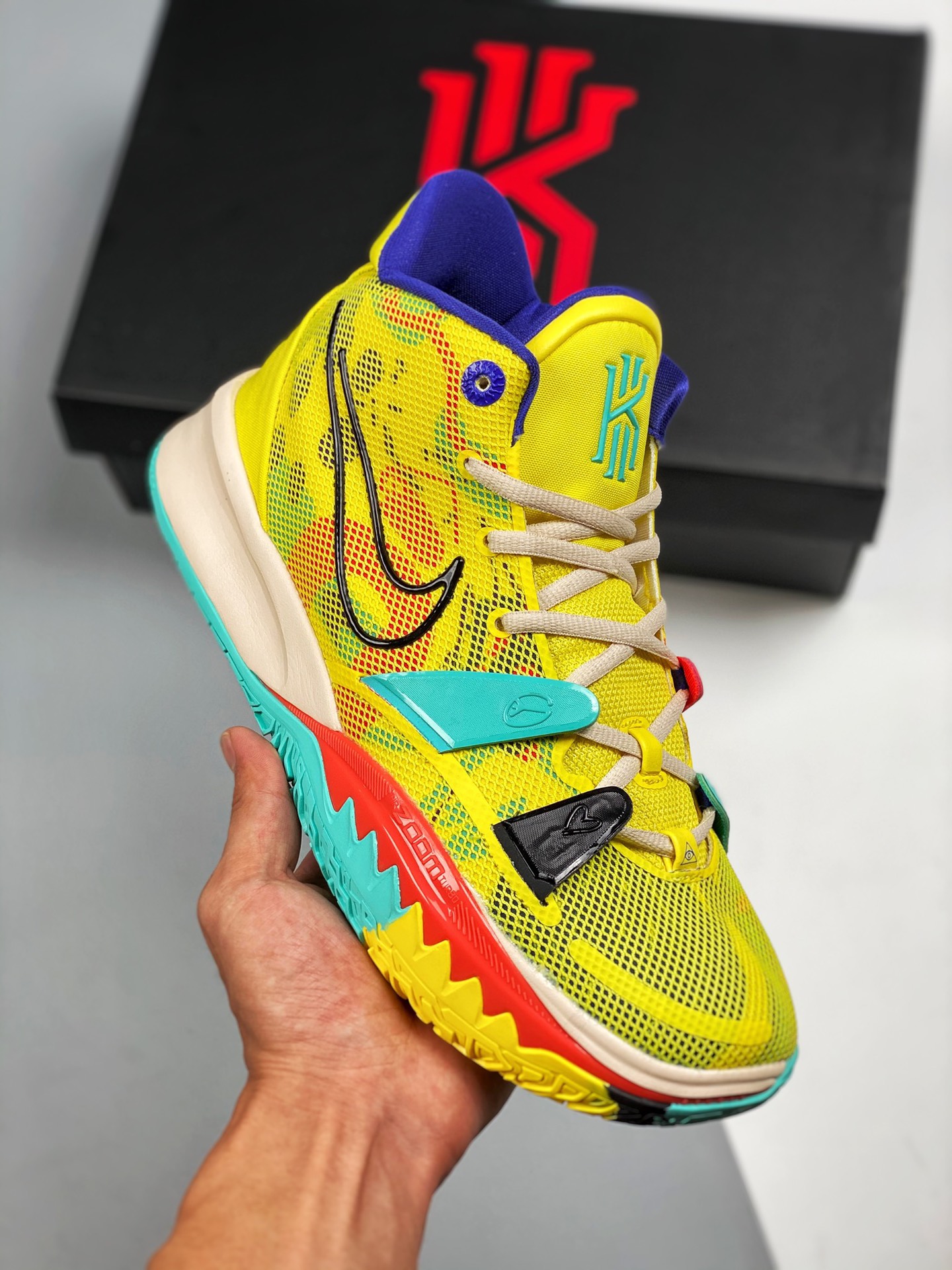 Apoya la tienda 2, versión de estreno inicial, soporta combate ligero, NK Kyrie 7 Pre Heat Ep, Kyrie 7, amarillo eléctr…