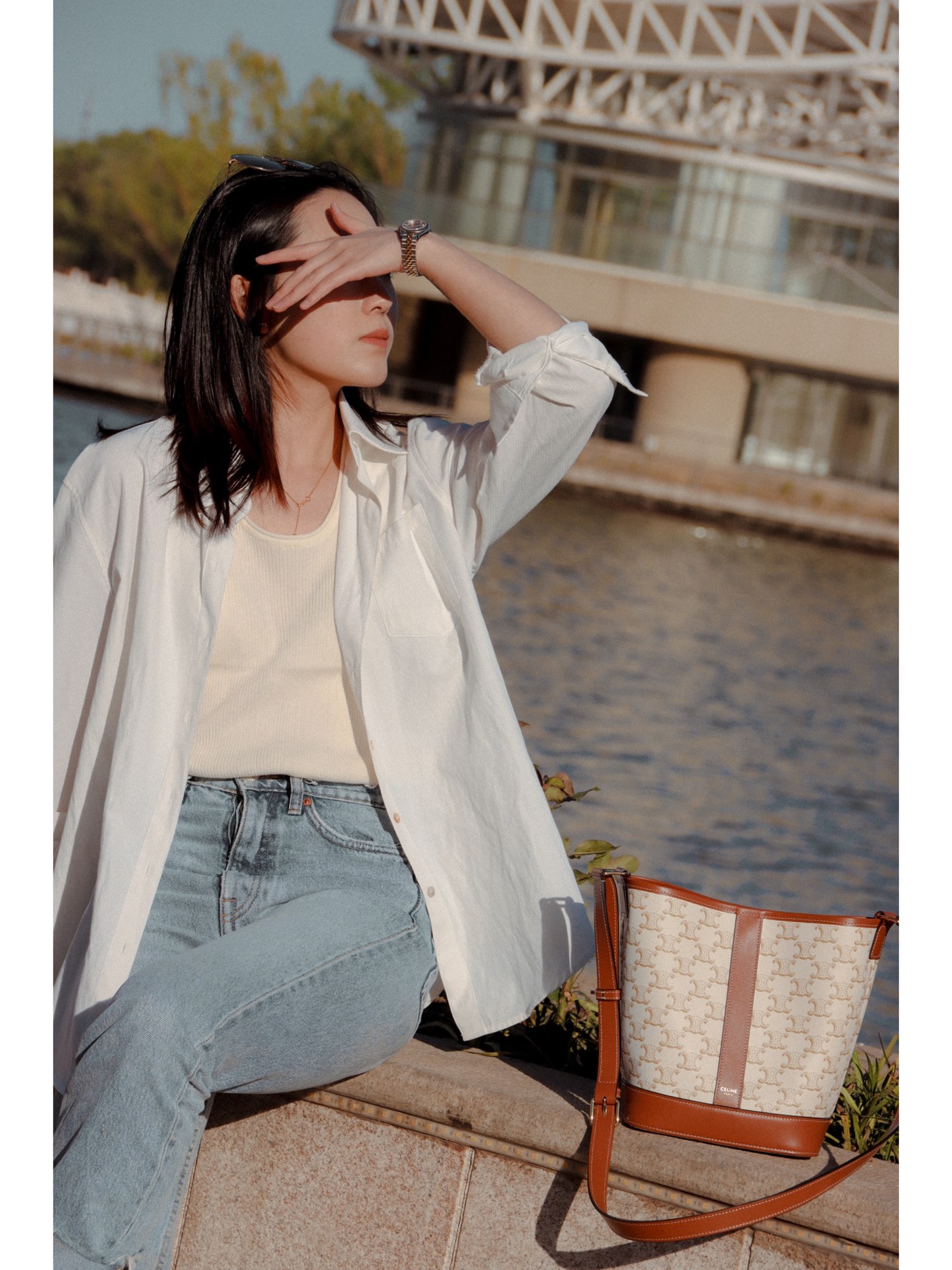 CELINE SMALL BUCKET BAG 191442白花