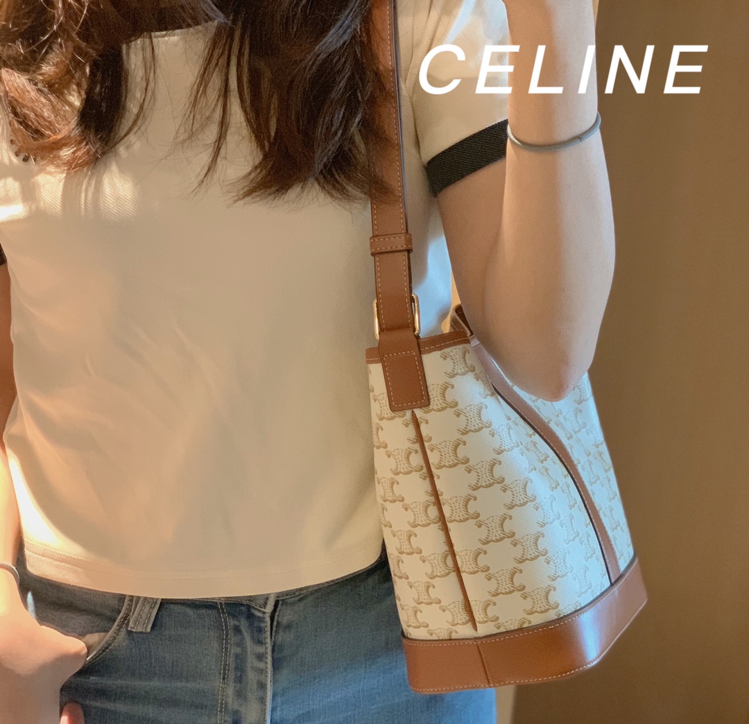 CELINE SMALL BUCKET BAG 191442白花