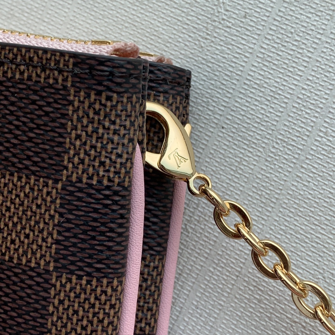 Louis Vuitton LV Double Zip Pochette bag N60254棕色棋盘格