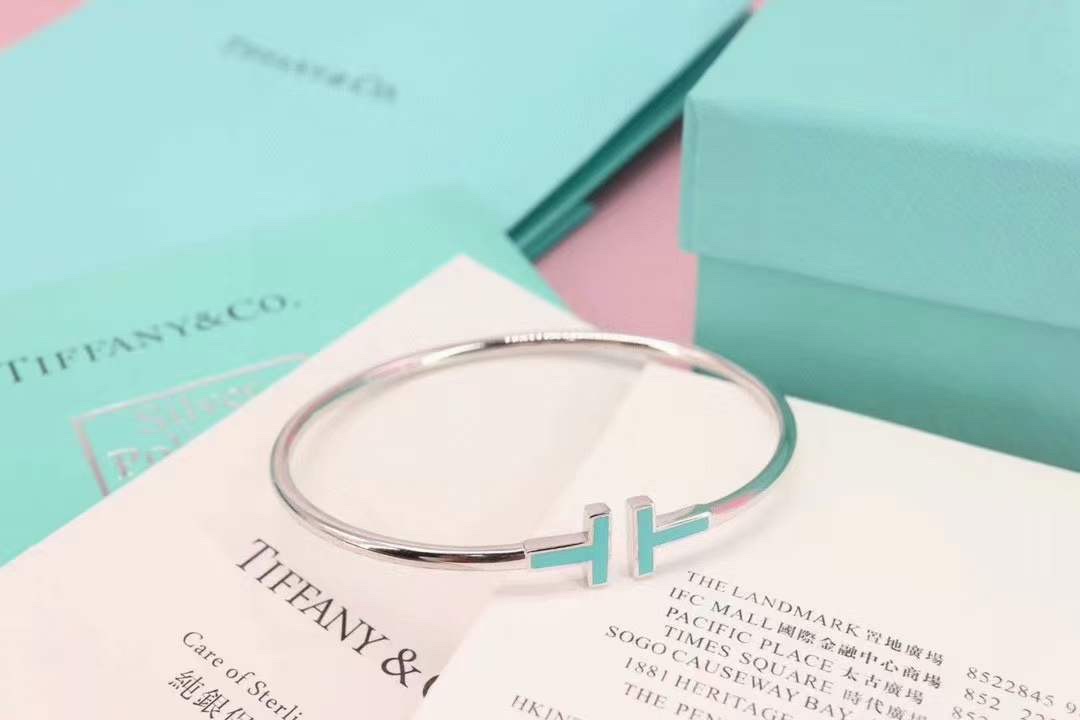 Tiffany & Co. Tiffany&Co. T系列 伴钻 纯银双T手镯