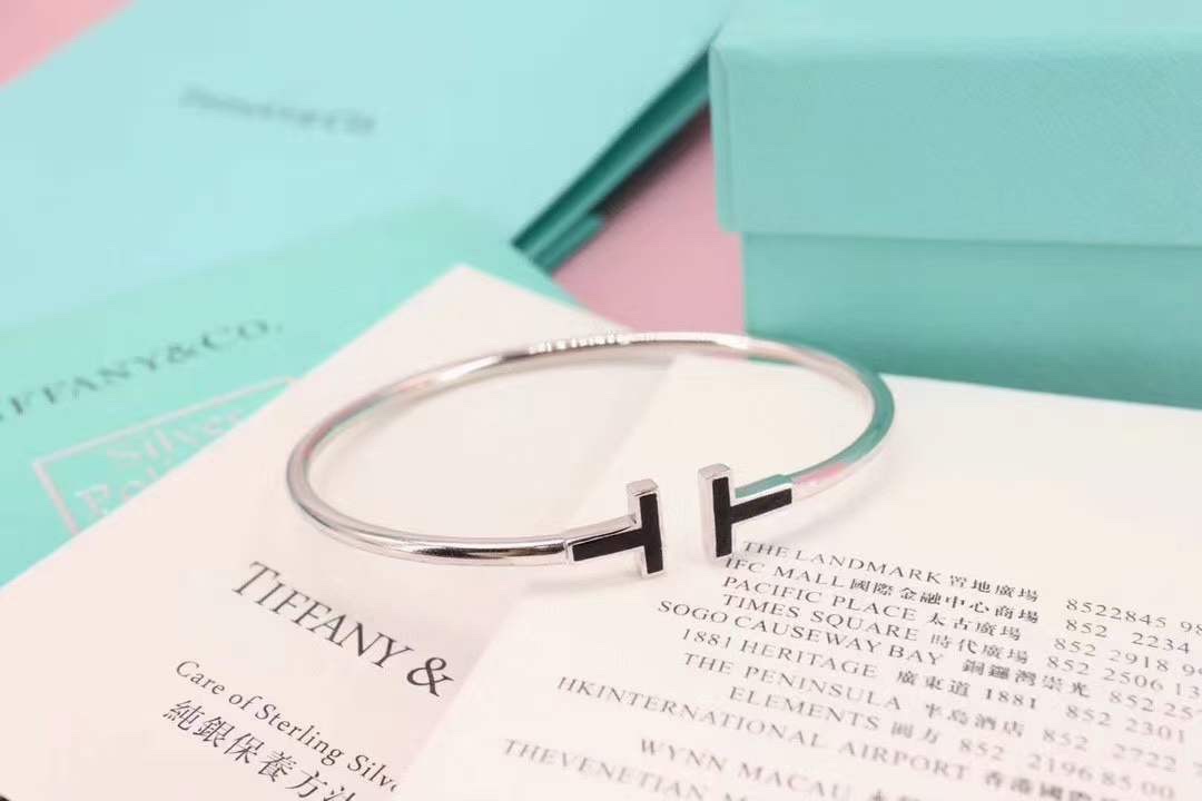 Tiffany & Co. Tiffany&Co. T系列 伴钻 纯银双T手镯