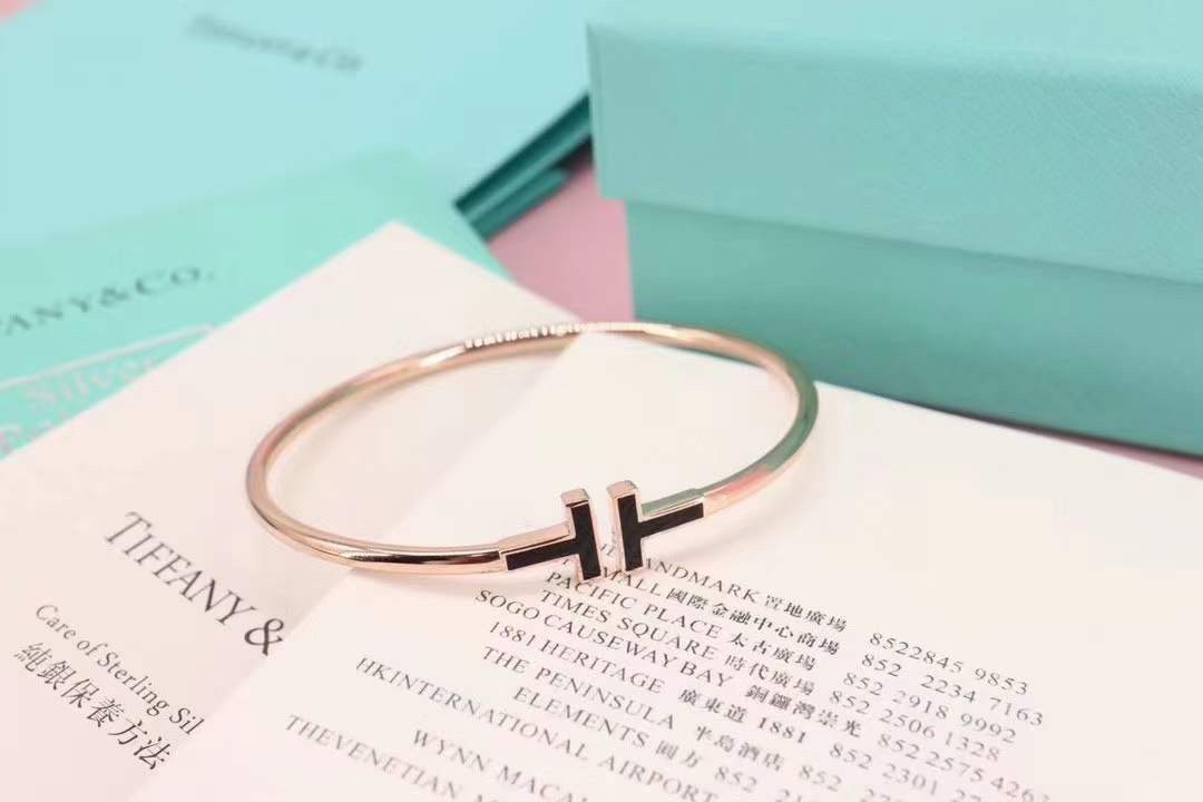 Tiffany & Co. Tiffany&Co. T系列 伴钻 纯银双T手镯