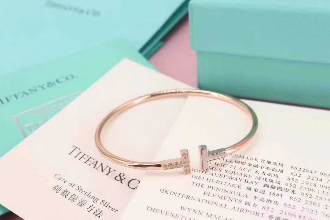 Tiffany & Co. Tiffany&Co. T系列 伴钻 纯银双T手镯