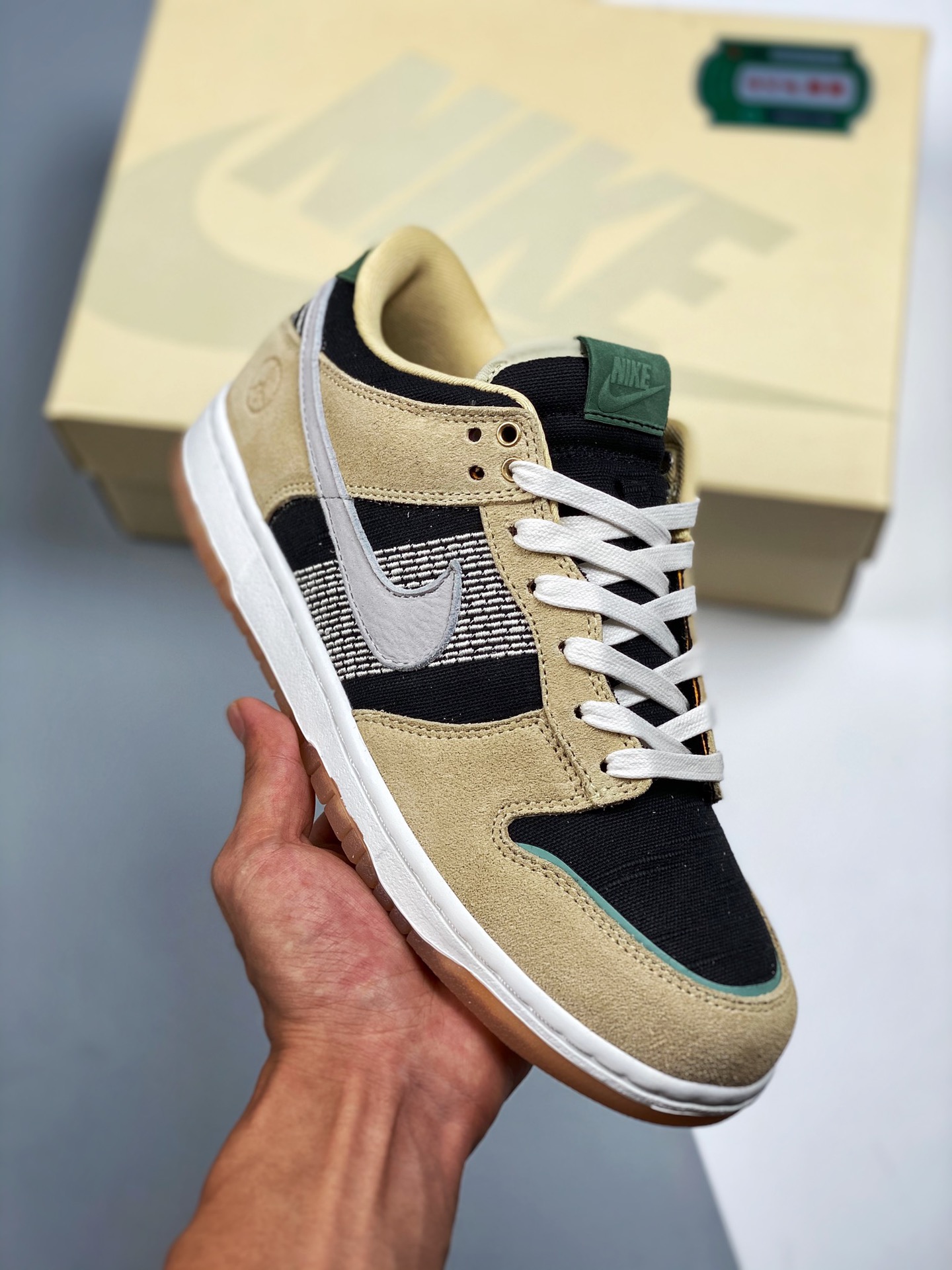 Apoyo para tienda 3 Nike Dunk Low 'Rooted in Peace' crema, negro y blanco, línea de producción puramente original, si f…