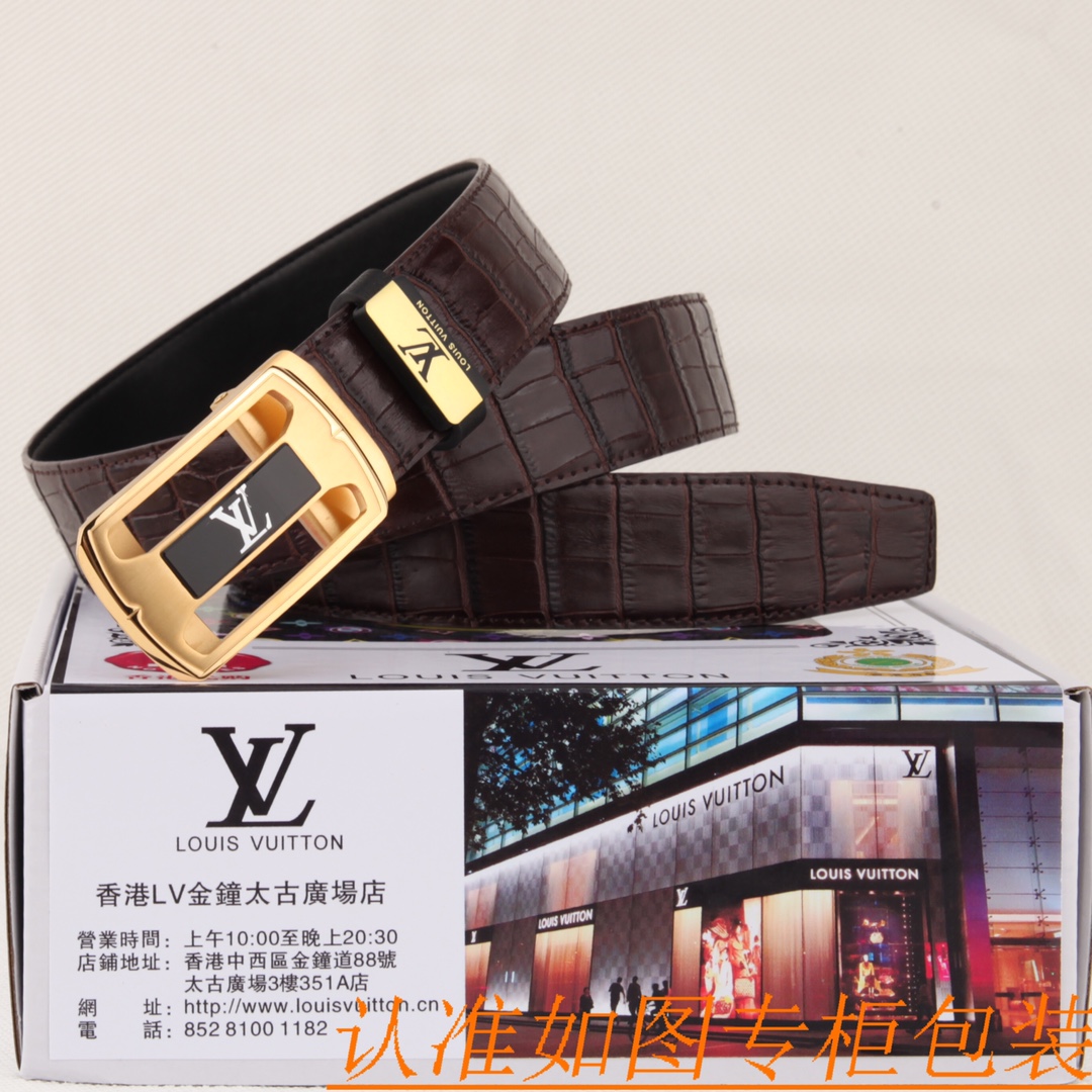 Louis Vuitton Belts Men Cowhide Genuine Leather Fashion