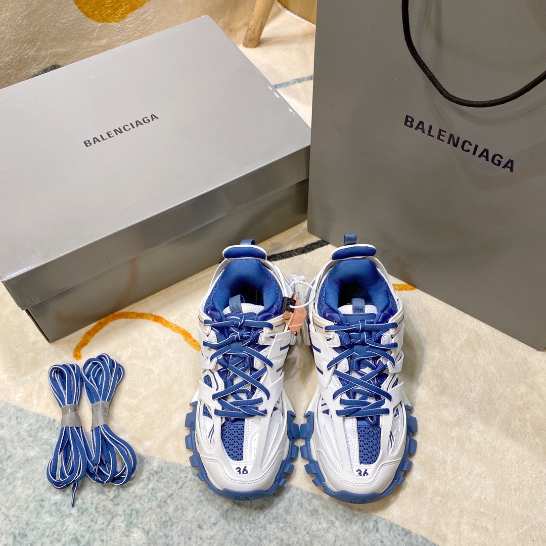 Balenciaga blanco y azul · Balenciaga 2021ss nuevo color Track 3.0 zapatos para papá de tercera generación, zapatos dep…