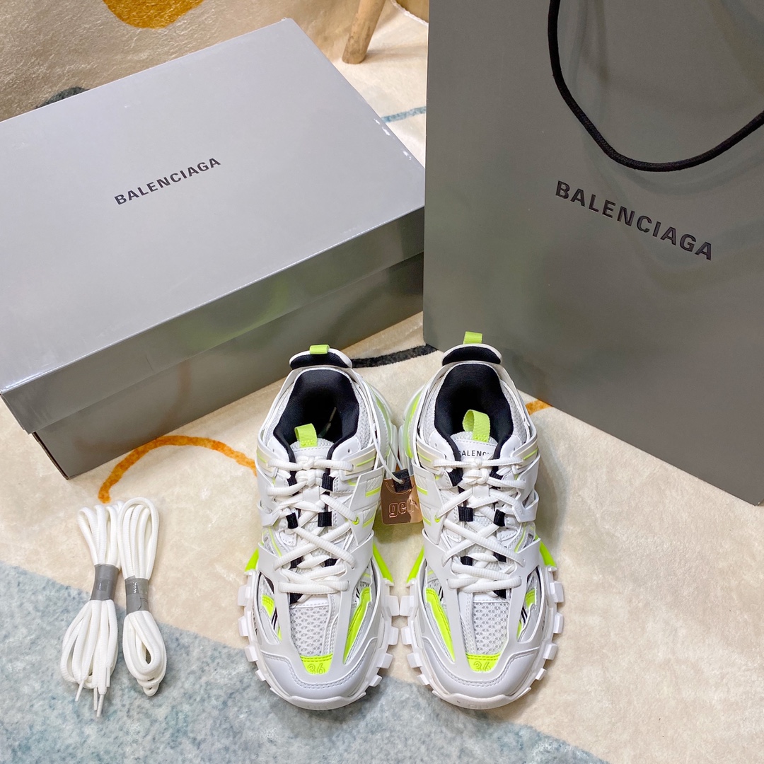 Balenciaga blanco y amarillo · Balenciaga 2021ss nuevo color Track 3.0 zapatos para papá de tercera generación, calzado…