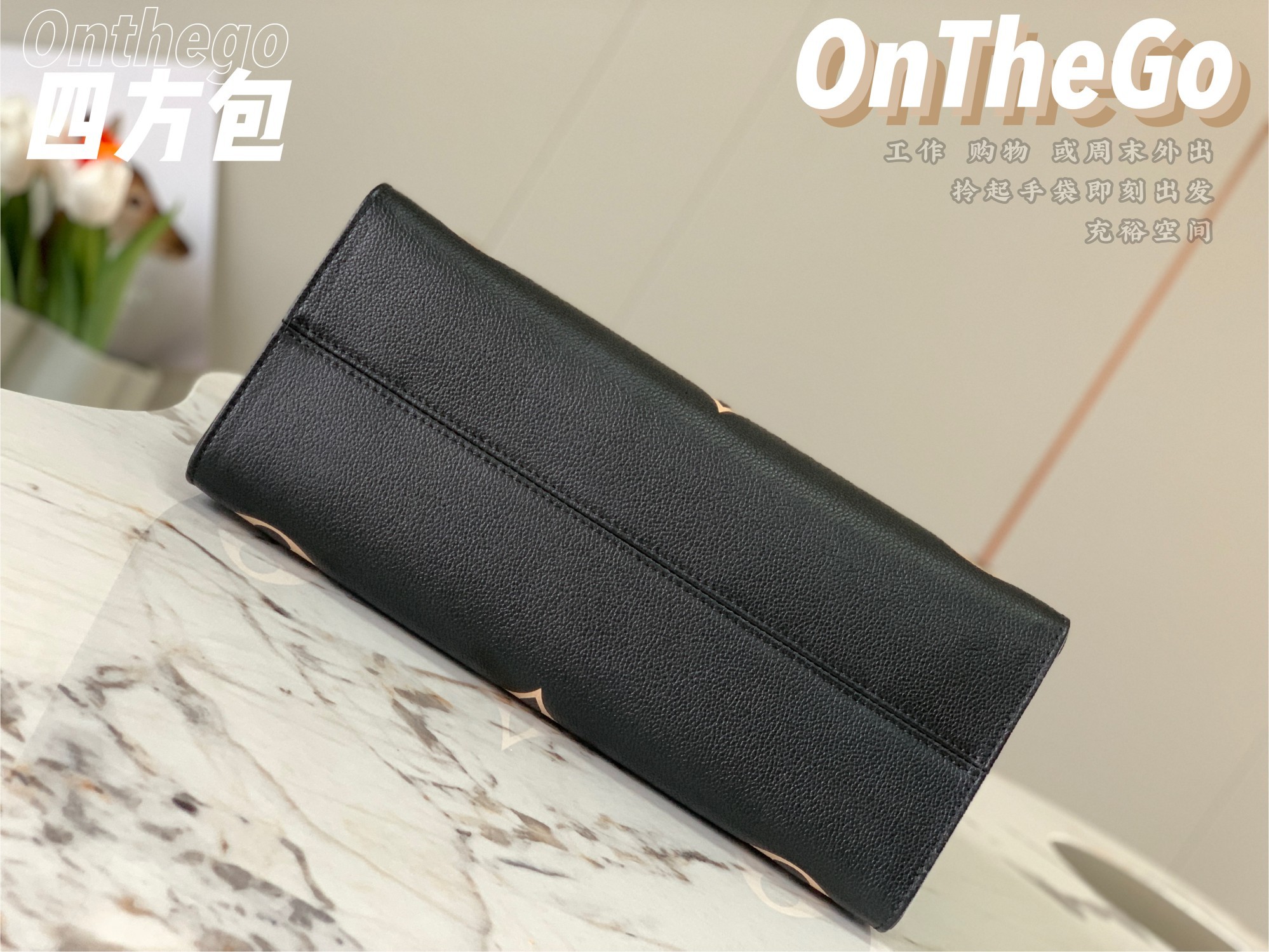 特级原厂皮全钢五金M45495黑色印花本款OnTheGo中号Tote包将Monogram图案先印染后压印