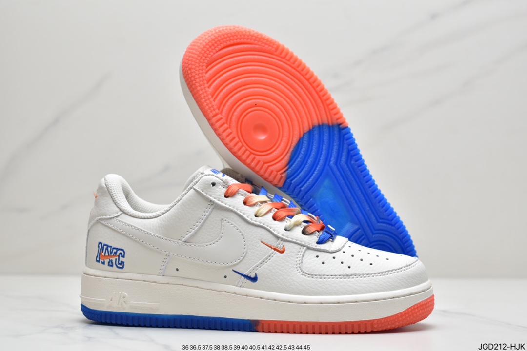 180 Nike Air Force 1’07 QS”Summit White/Orange/Blue Swooshes”空军一号CT1989-105