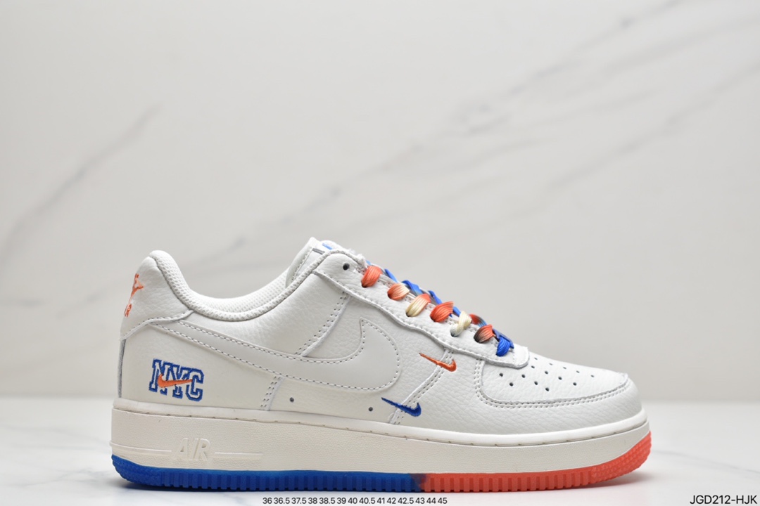 180 Nike Air Force 1’07 QS”Summit White/Orange/Blue Swooshes”空军一号CT1989-105