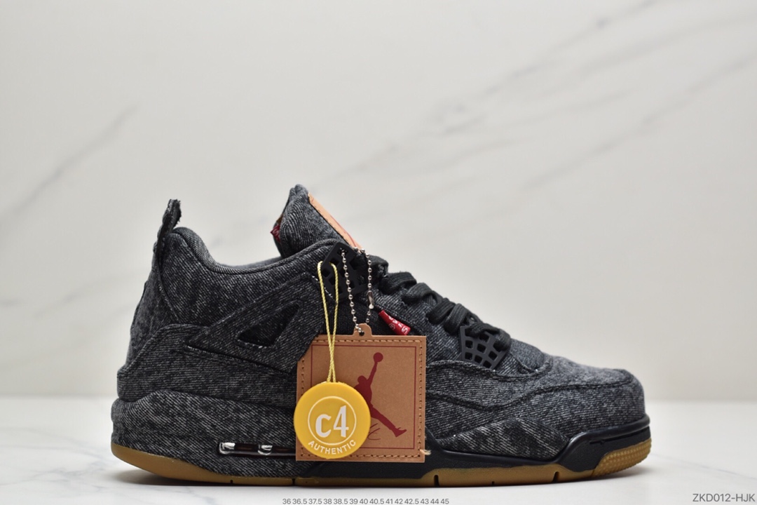 270 Air Jordan 4 Retro Levis Black  (Levis Tag) 李维斯  AO2571-001