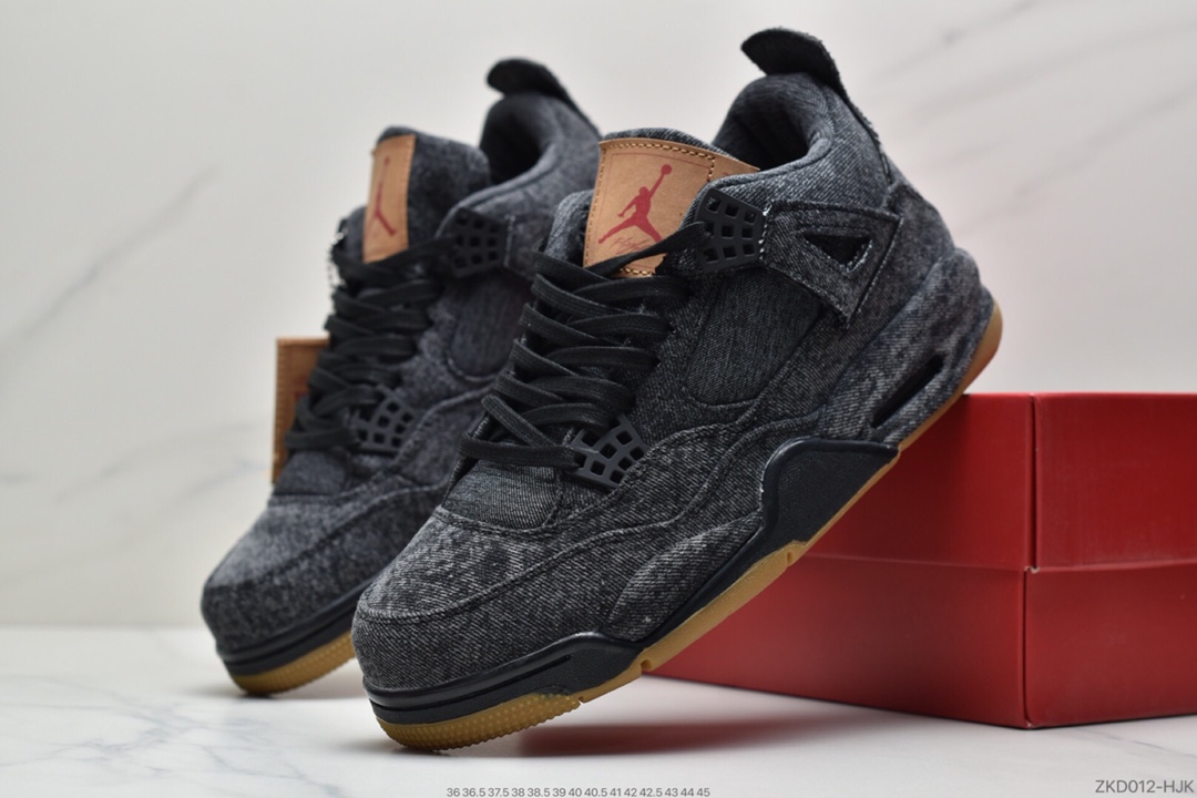 270 Air Jordan 4 Retro Levis Black  (Levis Tag) 李维斯  AO2571-001