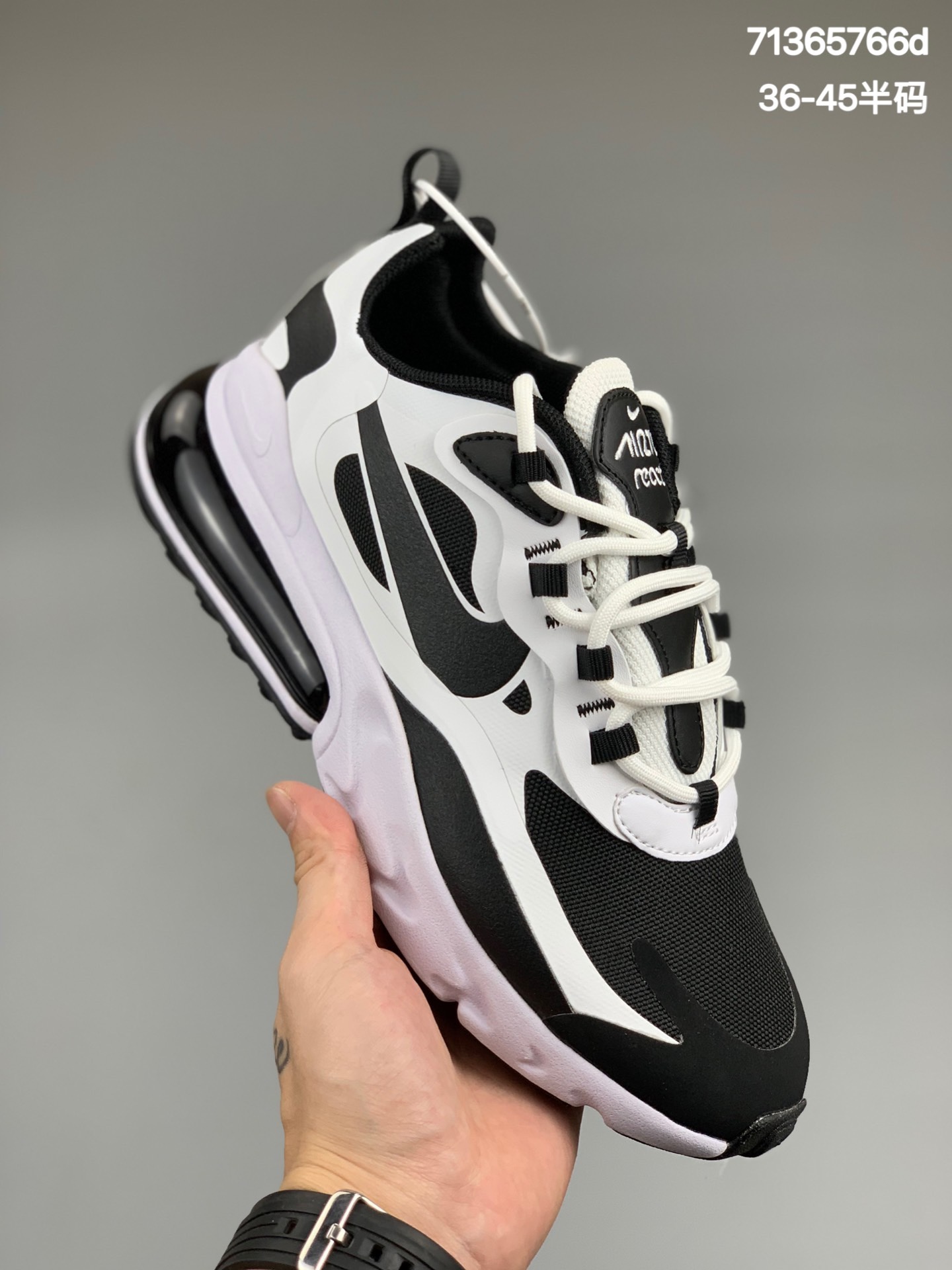 
公司级耐克Nike Air Max 270 React 白黑瑞亚赛车系列 后半掌气垫百搭运动慢跑鞋
货号:cl3866 
尺码:36-45半码
编码:71365766d