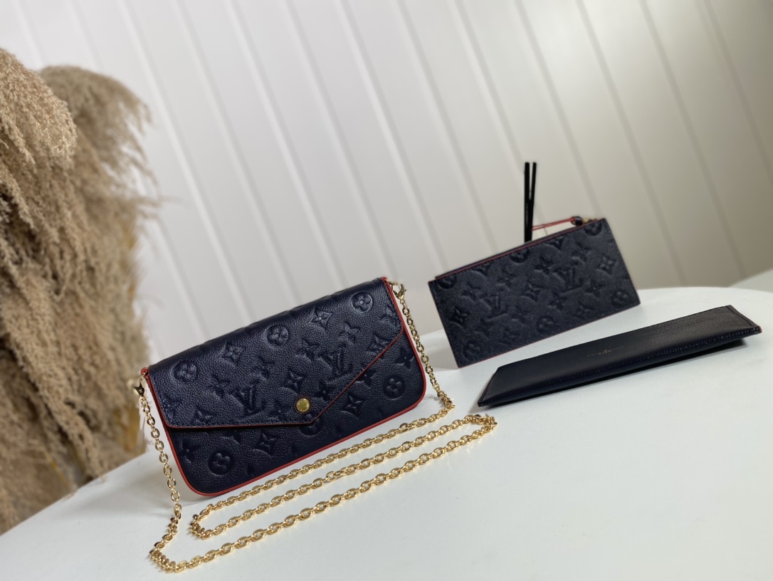 Louis Vuitton LV Pochette FeLicie Crossbody & Shoulder Bags Customize Best Quality Replica
 Black Blue Navy Pink Red Empreinte​ Chains M64099
