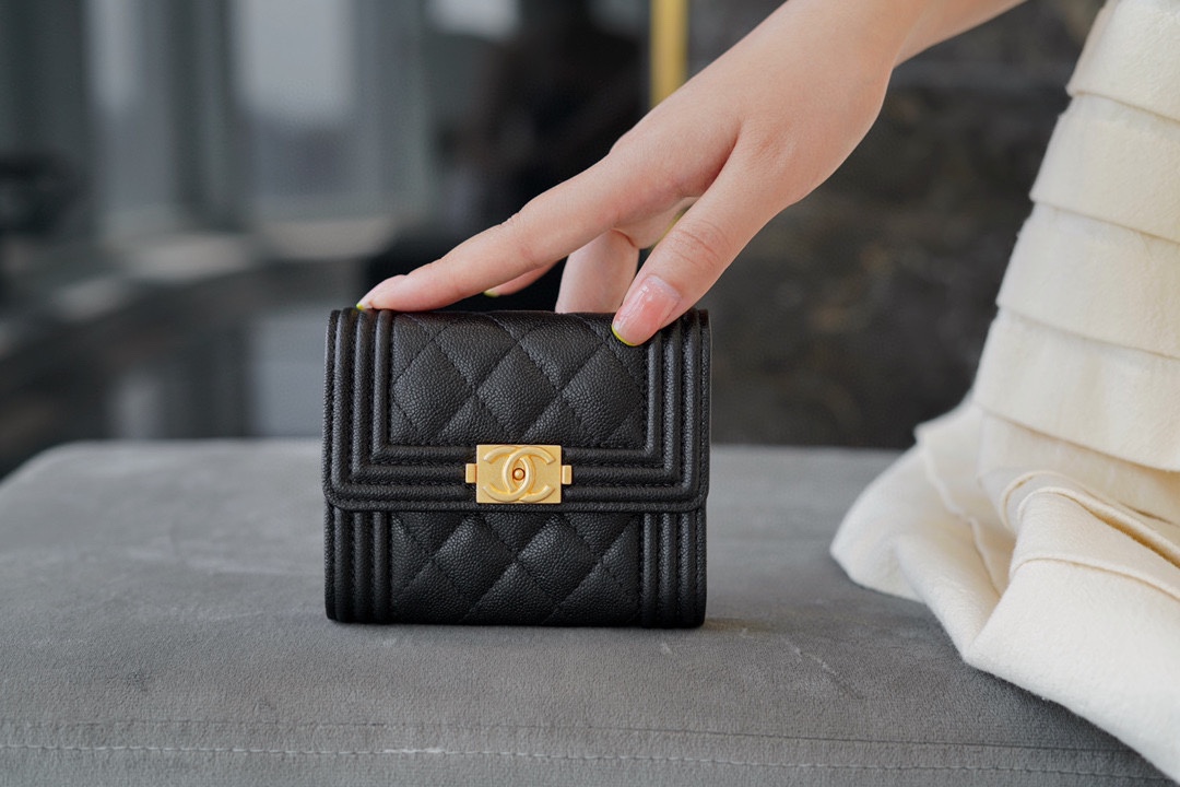Designer Fake
 Chanel Wallet Black Calfskin Cowhide