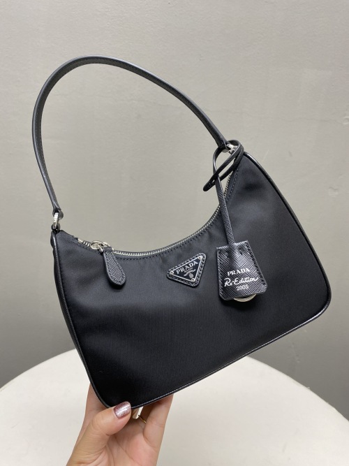 Prada Re-Edition 2005 Nylon Mini Shoulder Bag, Top Handle Bag, Black 1 Prada Re-Edition 2005 Nylon Mini Shoulder Bag, Top Handle Bag, Black