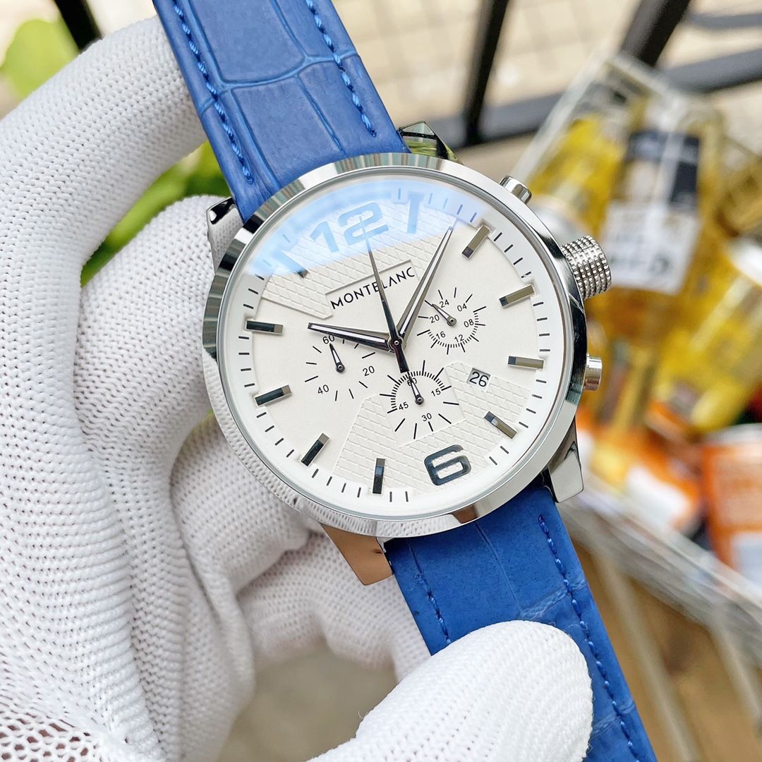 Montblanc Multifunctional Wristwatch with White and Platinum Shells: Precision and Style Combined - 图片 2