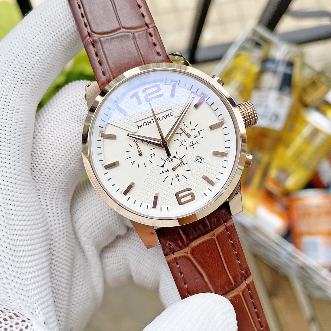 Montblanc Multifunctional Wristwatch with White and Platinum Shells: Precision and Style Combined - 图片 3