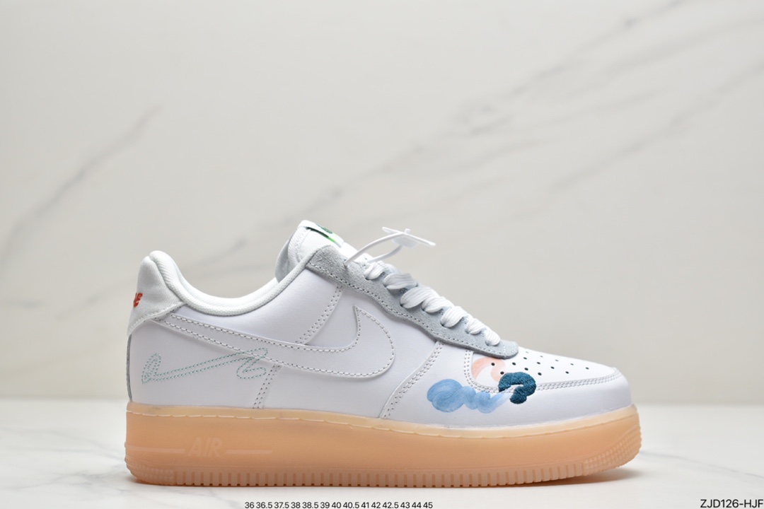 240 耐克Mayumi Yamase xNike Flyleather Ain Force1白色手绘涂鸦官方同步 DB3598-100