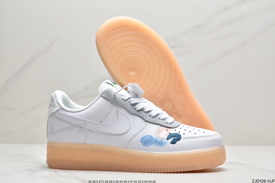 240 耐克Mayumi Yamase xNike Flyleather Ain Force1白色手绘涂鸦官方同步 DB3598-100