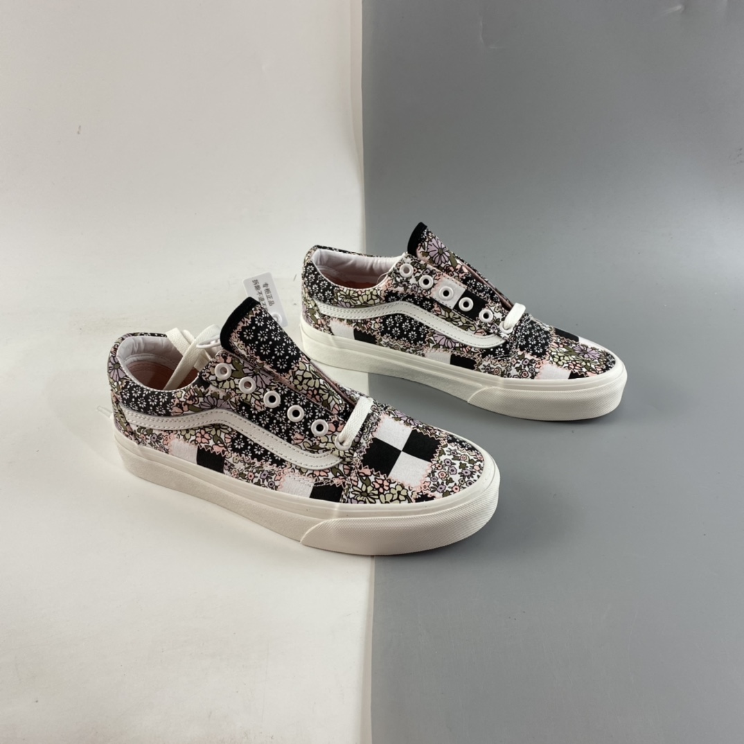 P150 Vans Old Skool“Meadow Patchwork”系列格纹拼接碎布低帮休闲板鞋 VN0A38G19FY