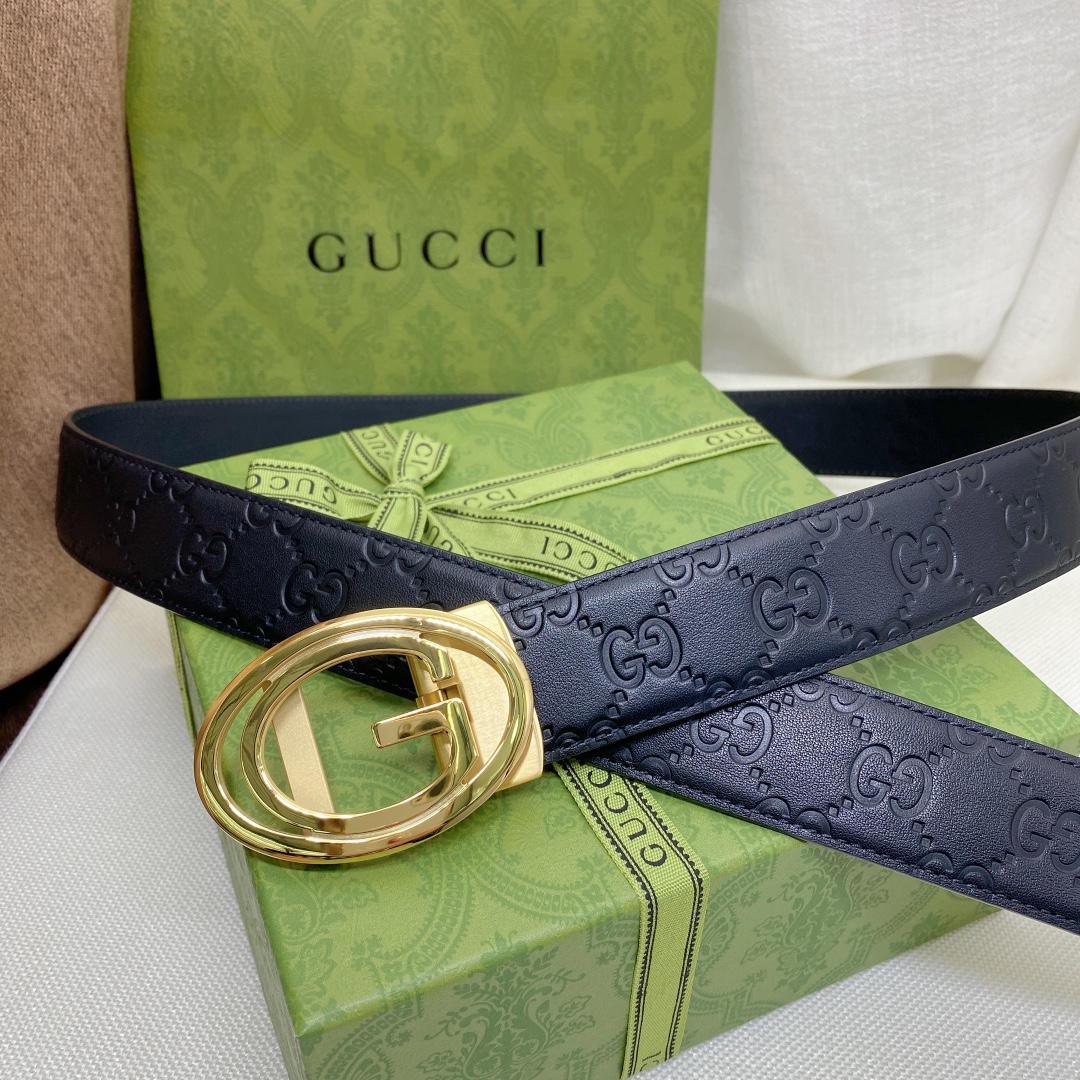 Gucci配全套包装礼盒男士自动腰带