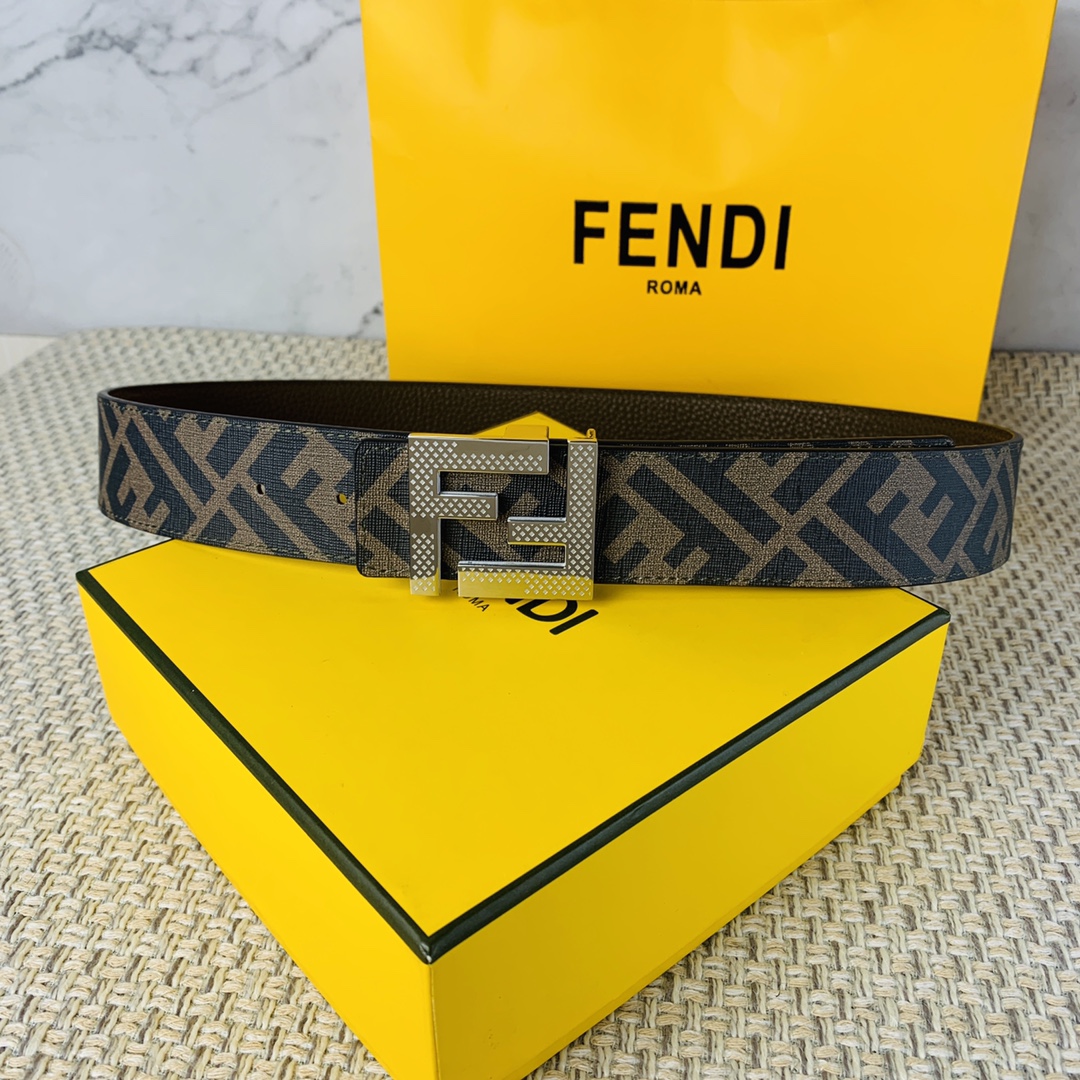 FENDI芬迪专柜同款双环正反用腰带