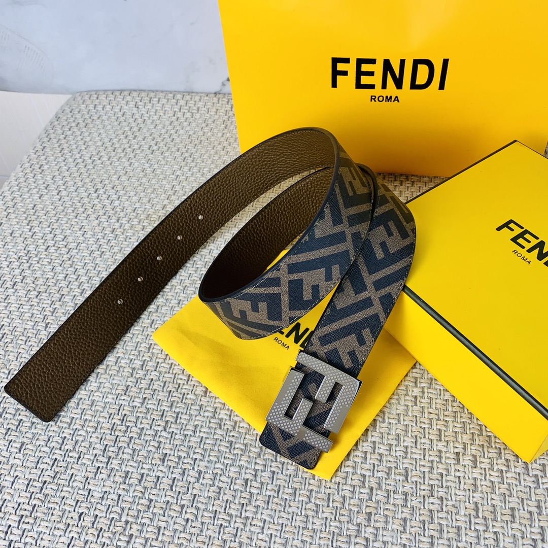 FENDI芬迪专柜同款双环正反用腰带
