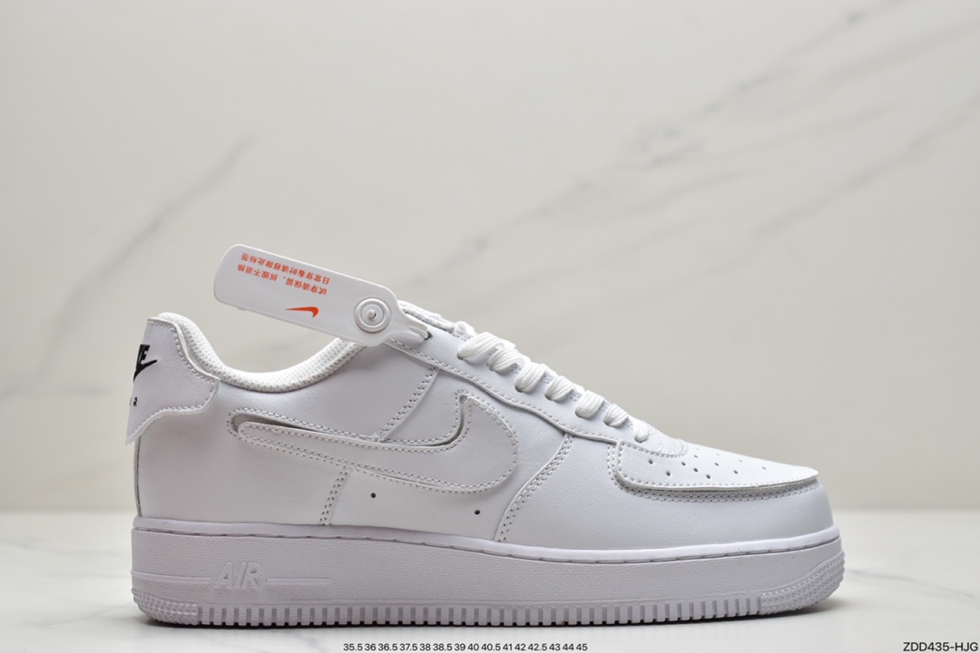 230 耐克Nike Air Force1 AF1 人气单品 纯白橙 DIY拆卸拼接魔术贴  CZ5093-100