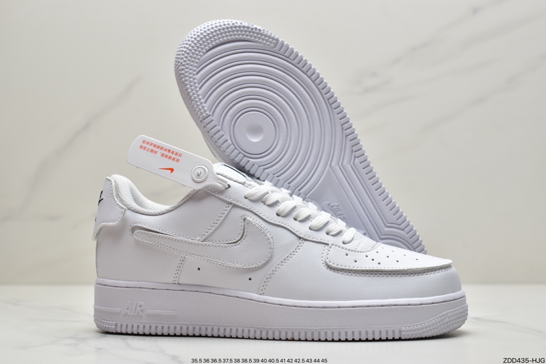 230 耐克Nike Air Force1 AF1 人气单品 纯白橙 DIY拆卸拼接魔术贴  CZ5093-100