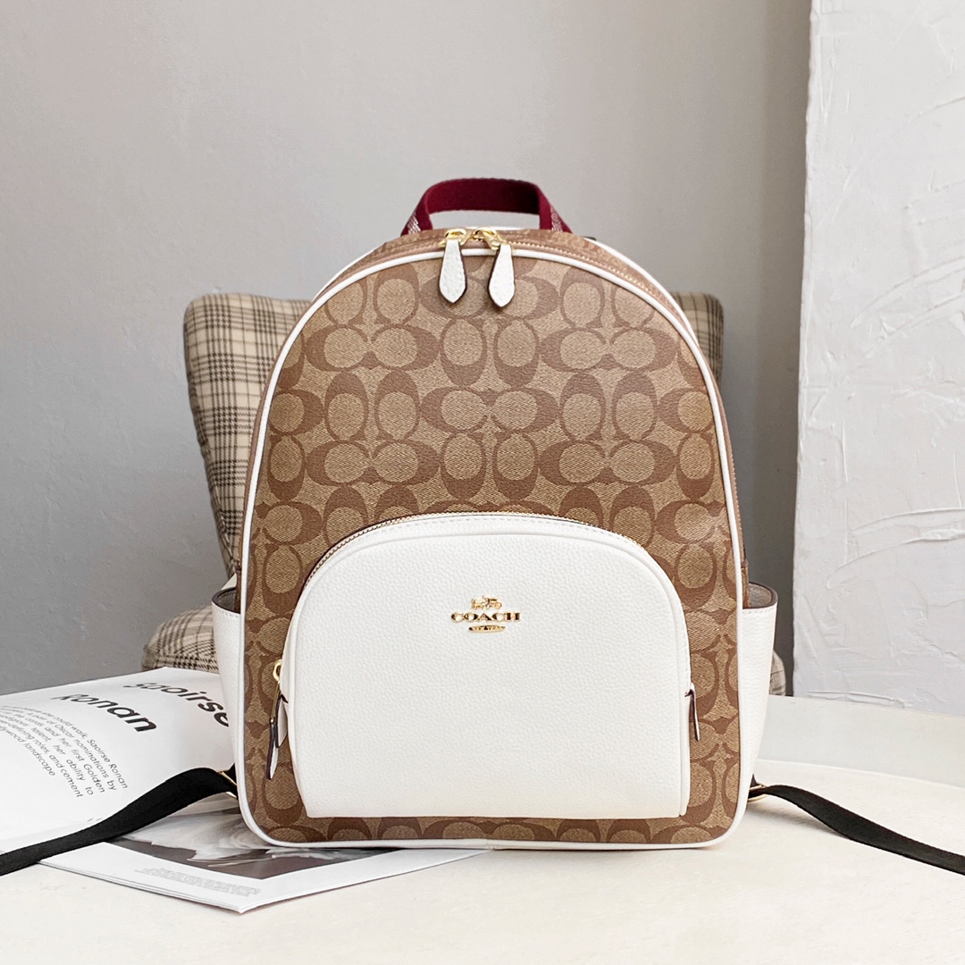 Coach coach5671 蔻驰Court系列奥莱新款中号女士双肩包，旅行书包背包 尺寸27.36.13
