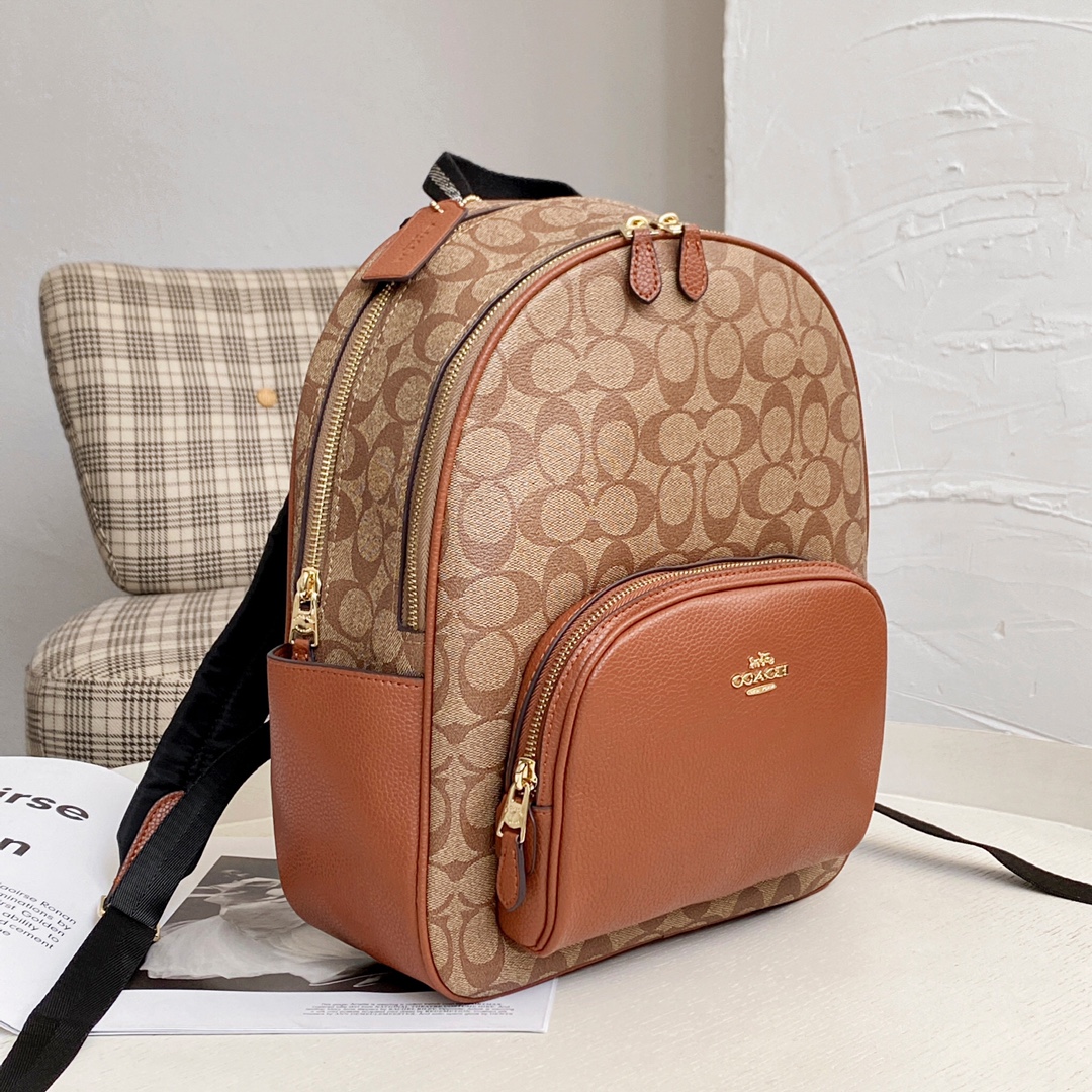 Coach coach5671 蔻驰Court系列奥莱新款中号女士双肩包，旅行书包背包 尺寸27.36.13