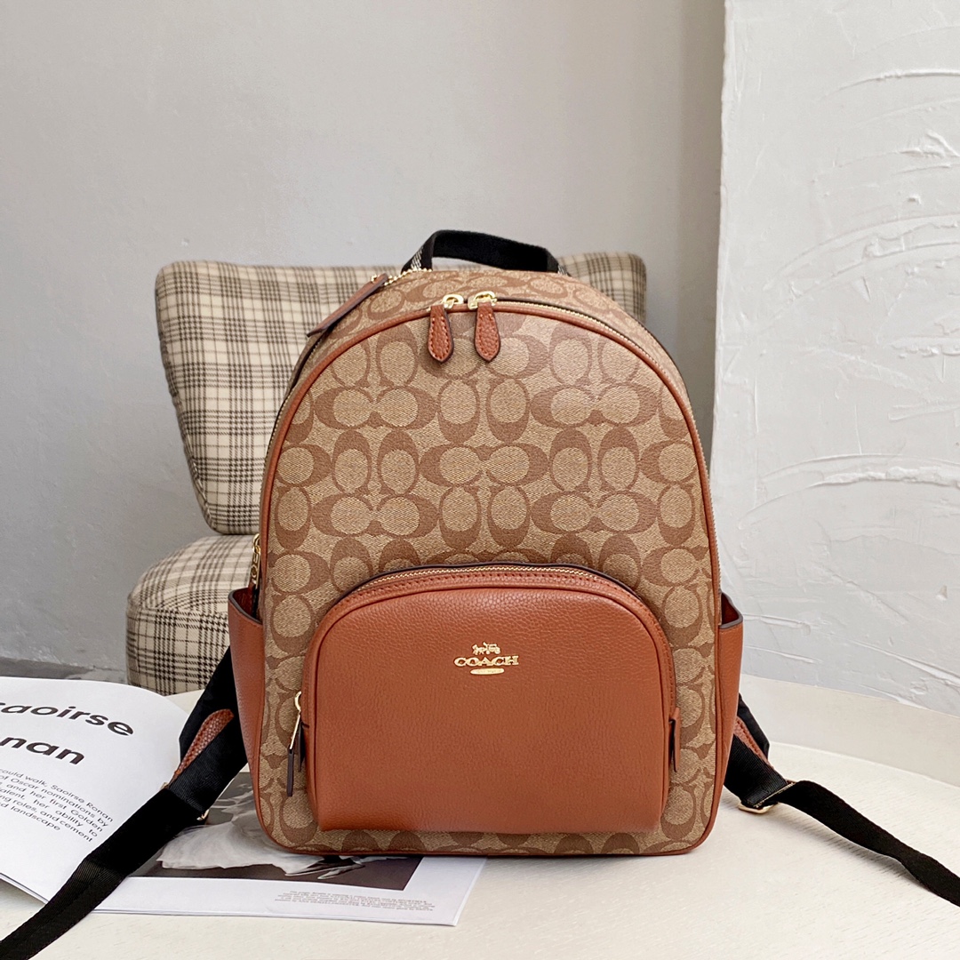 Coach coach5671 蔻驰Court系列奥莱新款中号女士双肩包，旅行书包背包 尺寸27.36.13