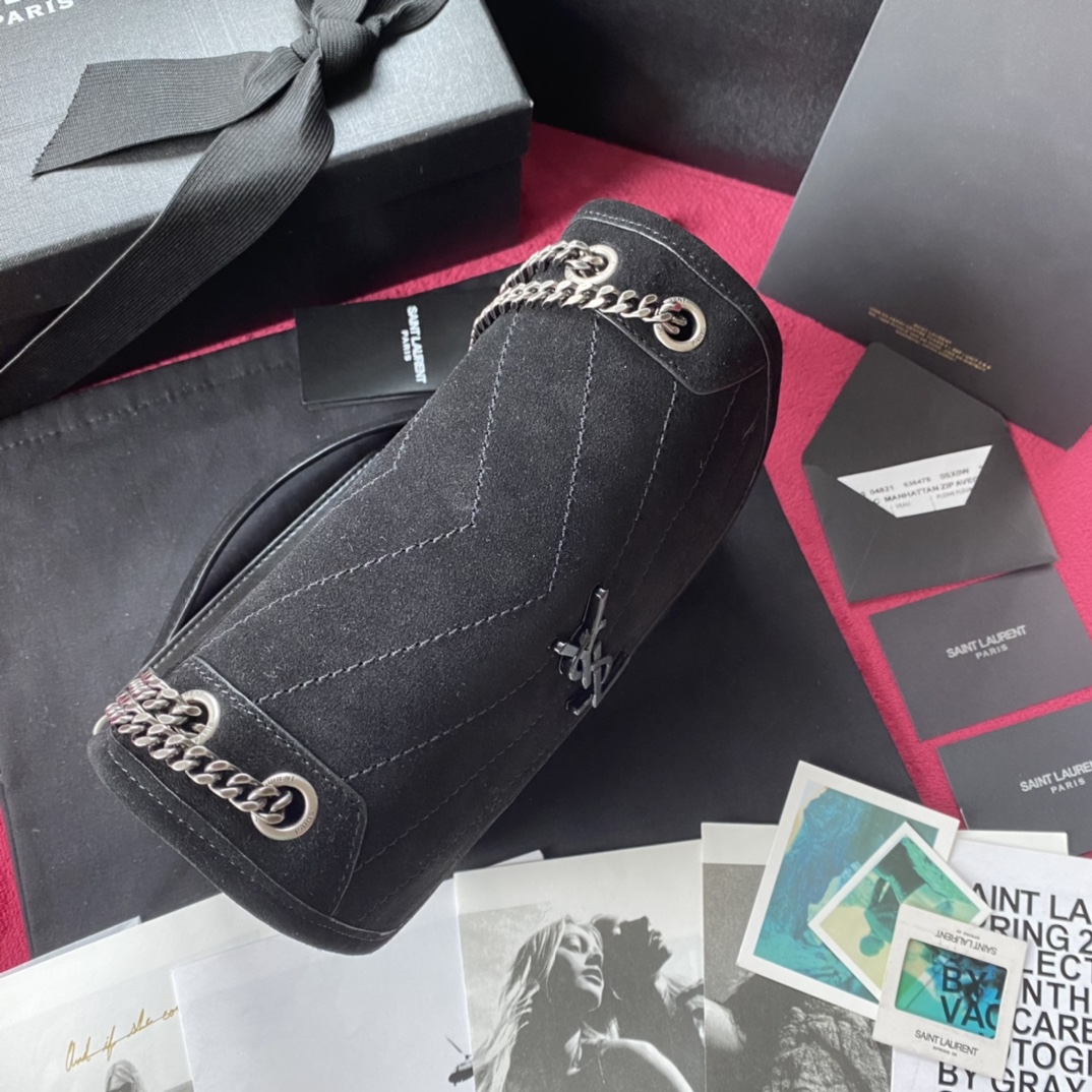 Saint Laurent 黑色小号NIKI 最新款磨砂皮系列 百分百进口磨砂皮_里外全皮_ 五金 之所以为