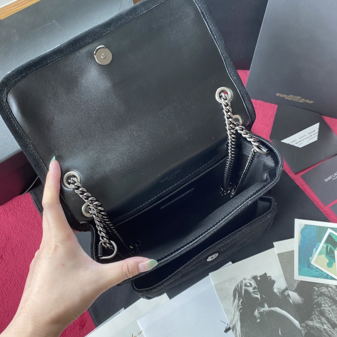 Saint Laurent 黑色小号NIKI 最新款磨砂皮系列 百分百进口磨砂皮_里外全皮_ 五金 之所以为