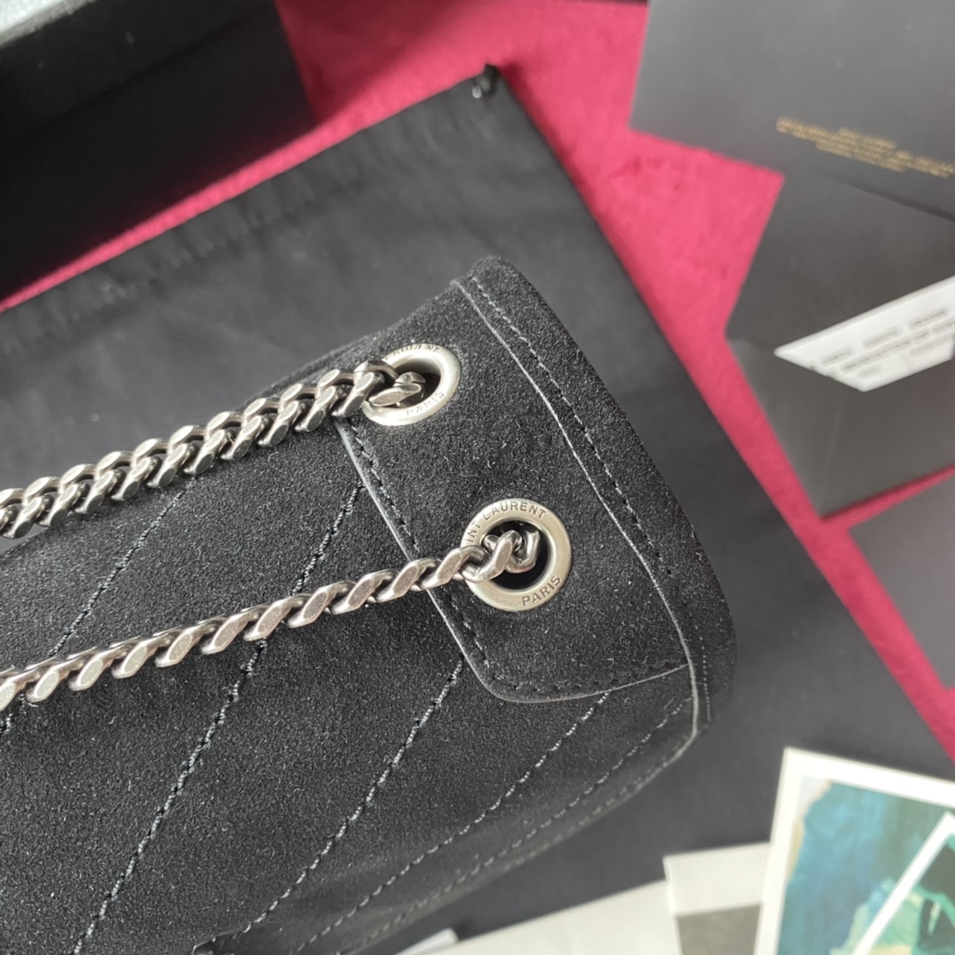 Saint Laurent 黑色小号NIKI 最新款磨砂皮系列 百分百进口磨砂皮_里外全皮_ 五金 之所以为