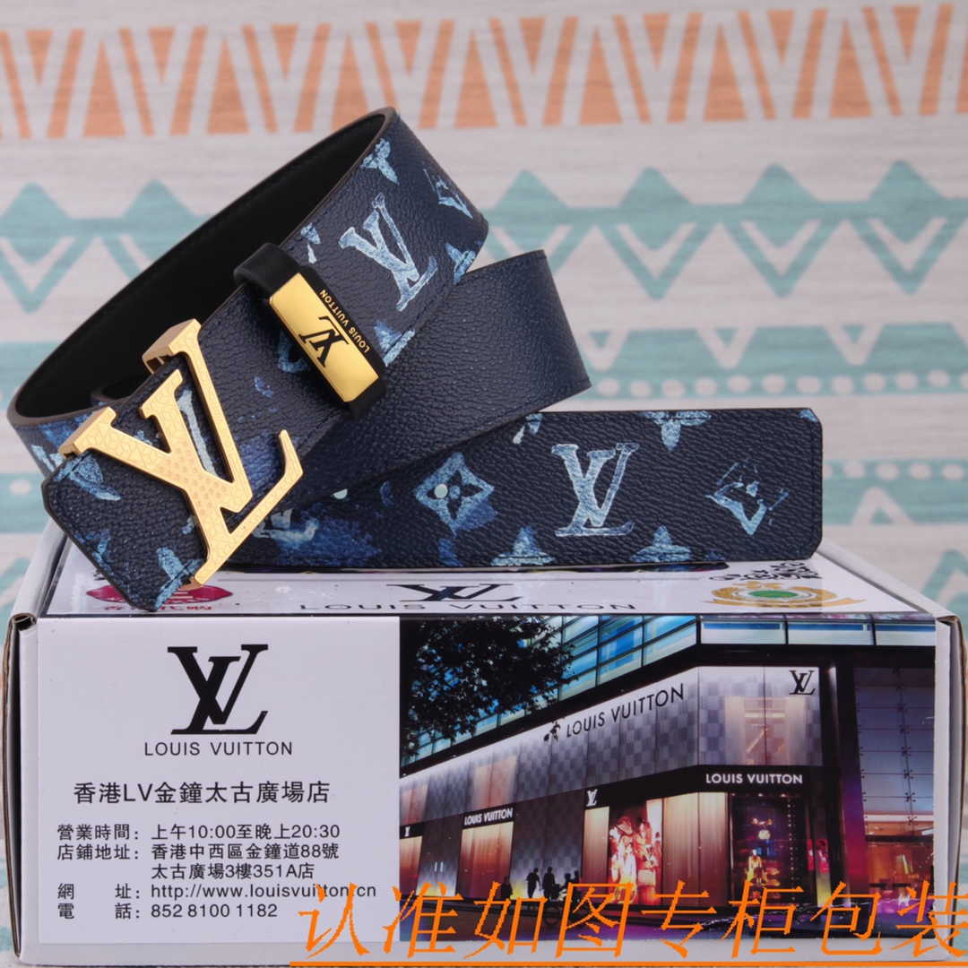 腰带皮带LV路易威登原单牛皮皮带男款