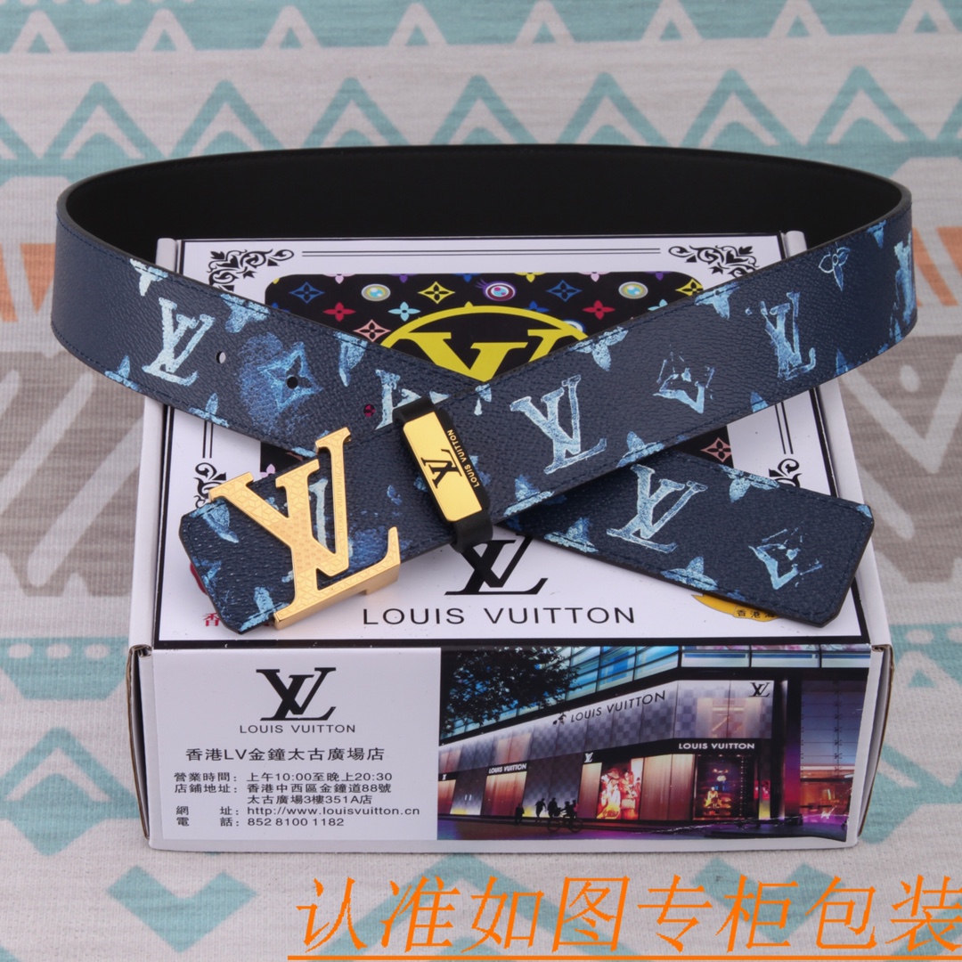 腰带皮带LV路易威登原单牛皮皮带男款