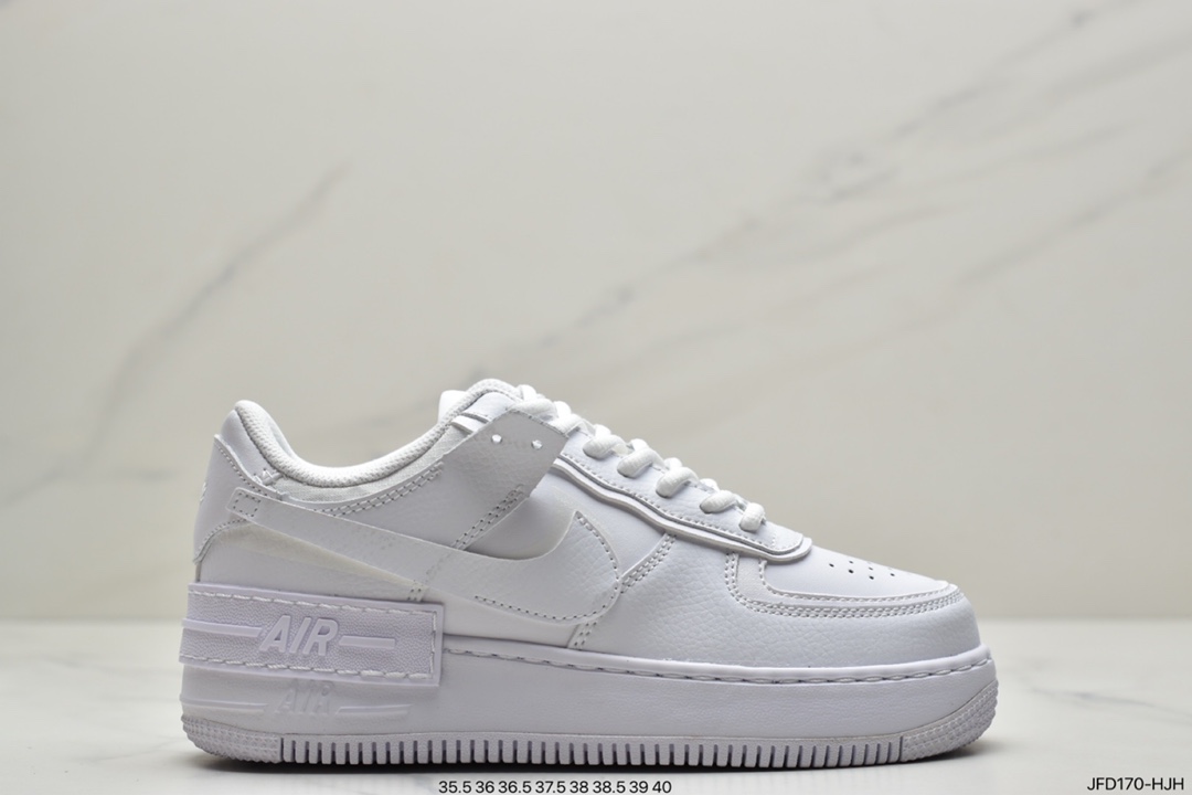 170 耐克Nike Air Force 1 Shadow 轻量增高低帮百搭板鞋”拼接马卡龙”  CU3012-111