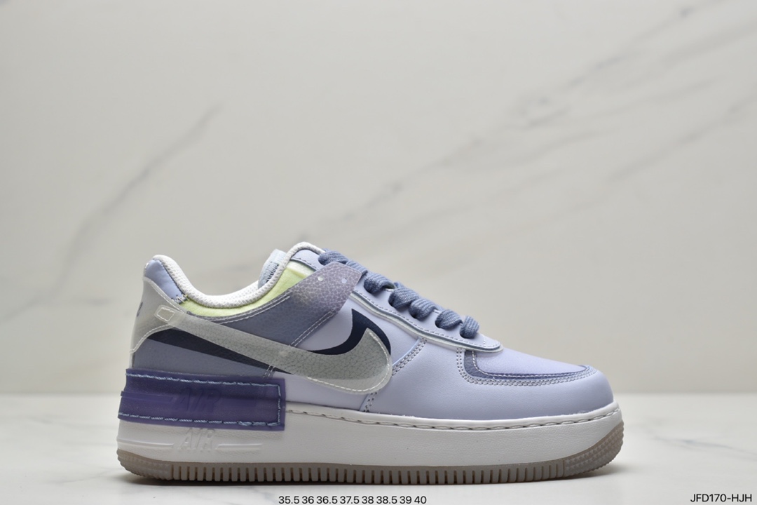 170 耐克Nike Air Force 1 Shadow 轻量增高低帮百搭板鞋”拼接马卡龙”  CU3012-111