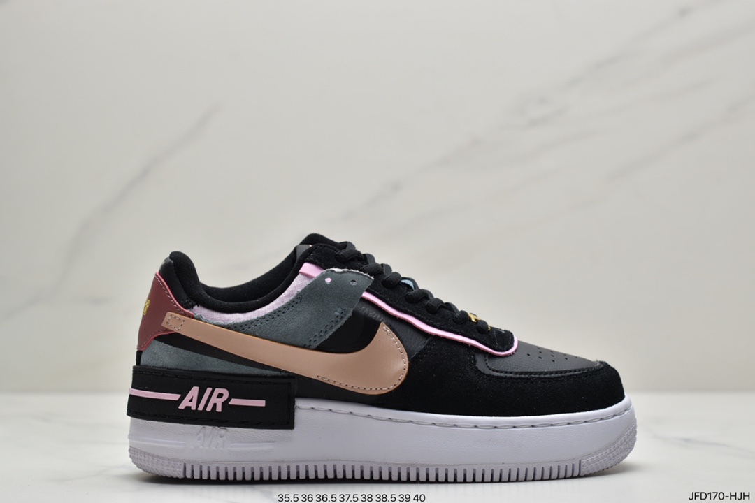 170 耐克Nike Air Force 1 Shadow 轻量增高低帮百搭板鞋”拼接马卡龙”  CU3012-111