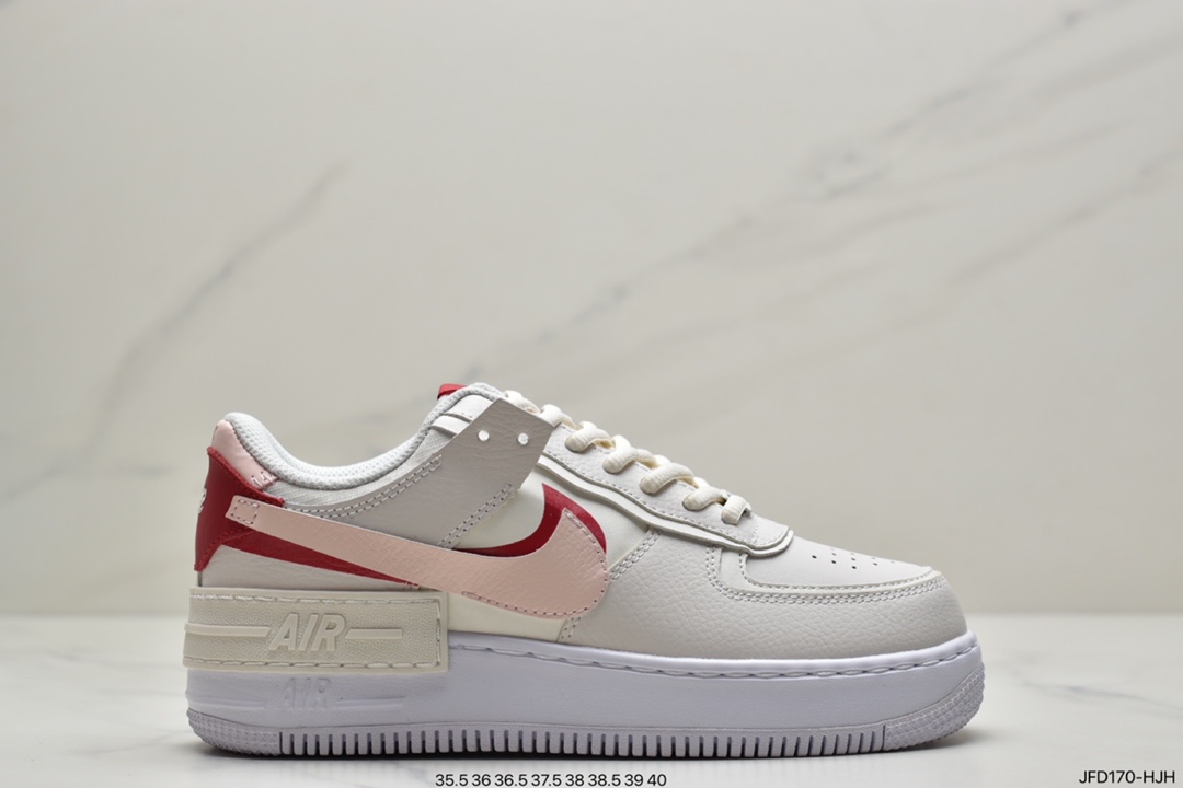 170 耐克Nike Air Force 1 Shadow 轻量增高低帮百搭板鞋”拼接马卡龙”  CU3012-111