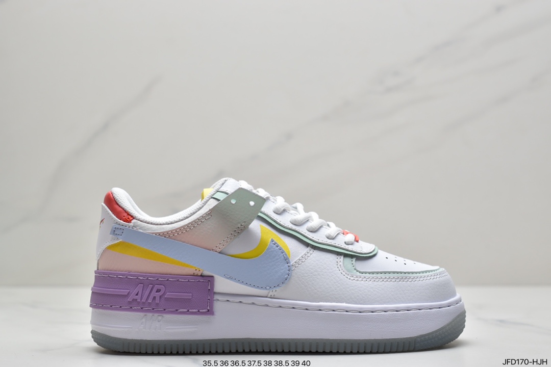 170 耐克Nike Air Force 1 Shadow 轻量增高低帮百搭板鞋”拼接马卡龙”  CU3012-111